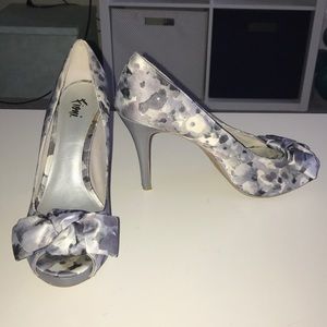 Grey floral heels